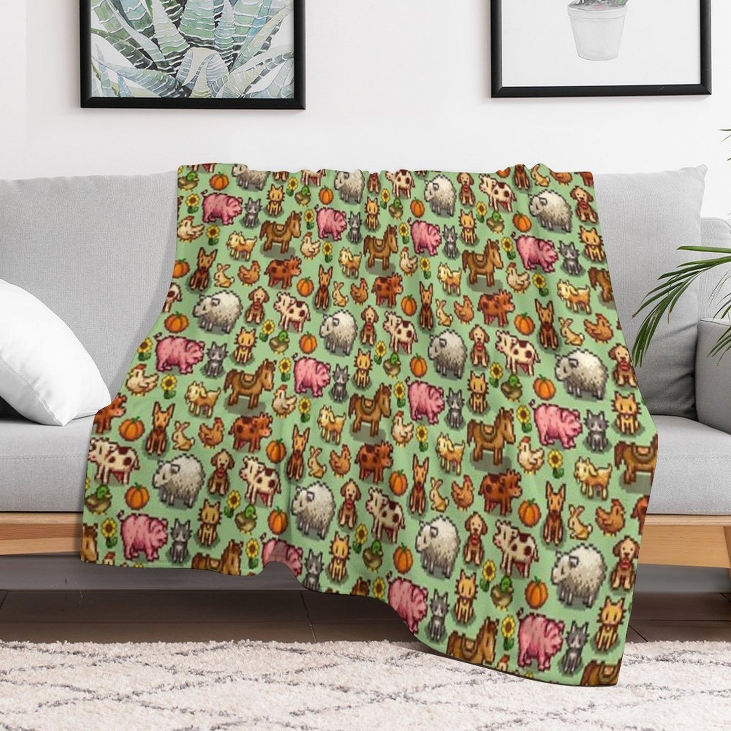 Stardew Valley Farm Animals Throw Blanket
