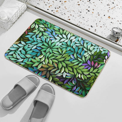 Australian Aboriginal Art Medical Leaves Turquoise Green Bath Mat