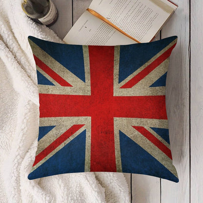 Old And Worn Distressed Vintage Union Jack Flag Linen Throw Pillow Cover