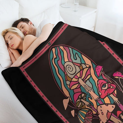 The Mushroom Tribe  Garden of Shrooms Throw Blanket