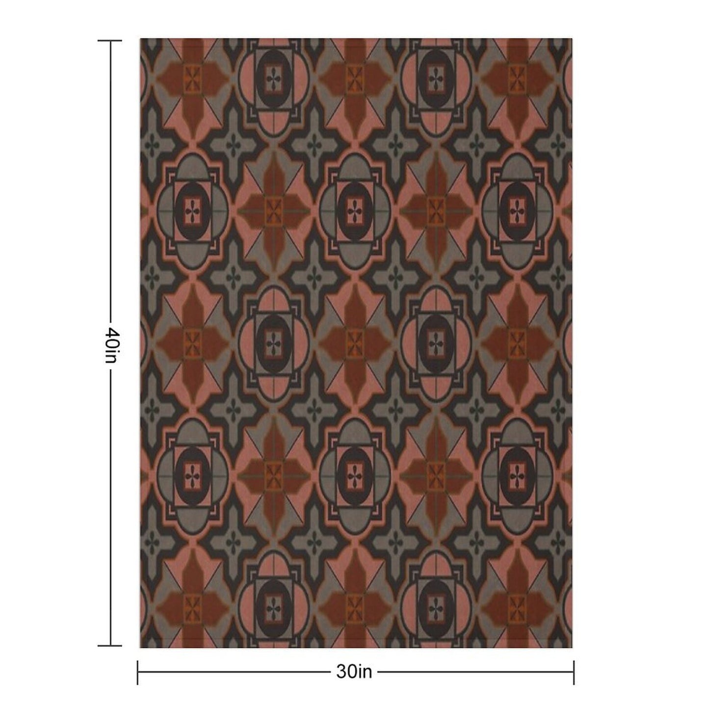 Muted Gray Acorn Brown Arabesque Style Tile Pattern Throw Blanket