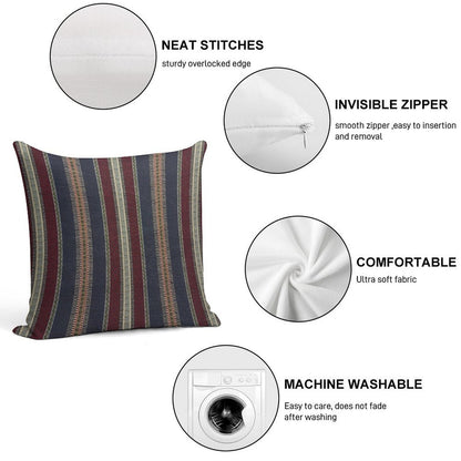 Navy Stripe Burgundy And Dark Blue Country Tapestry Soft Gift Ready Throw Pillow