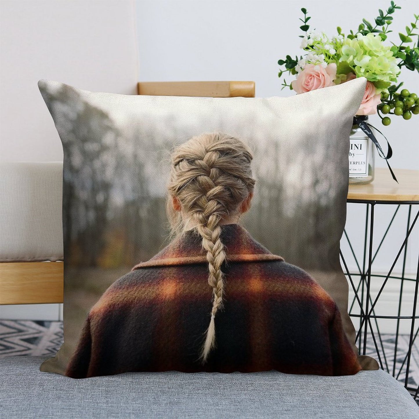 Evermore Album Cover Design Linen Throw Pillow Cover