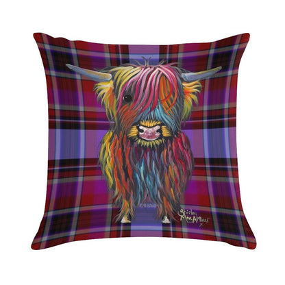 SCoTTiSH HiGHLaND CoW ' TaRTaN BRaVe ONe ' by SHiRLeY MacARTHuR Soft Ultra-Soft Texture Throw Pillow