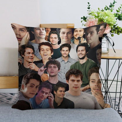 Dylan O’Brien Collage Linen Throw Pillow Cover