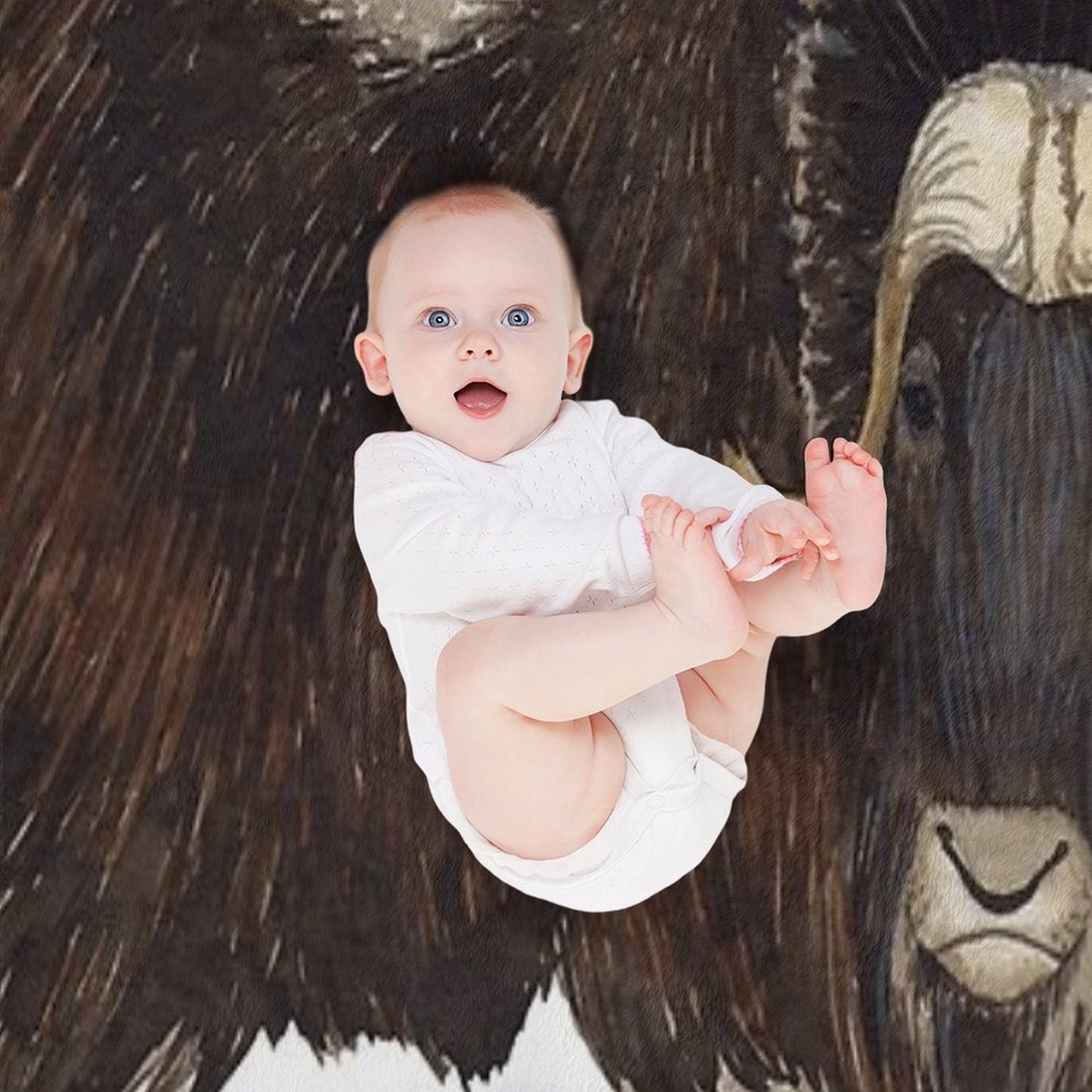 MUSK OX-Ovibos Moschatus Throw Blanket
