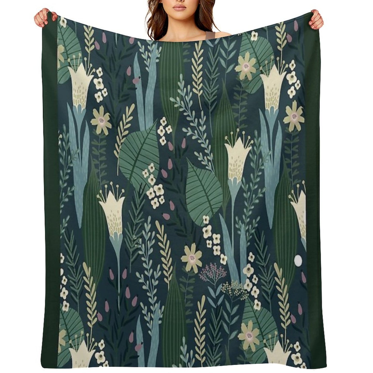 Wonderful Mid-Century Style Evening Lily And Wildflower Pattern Throw Blanket