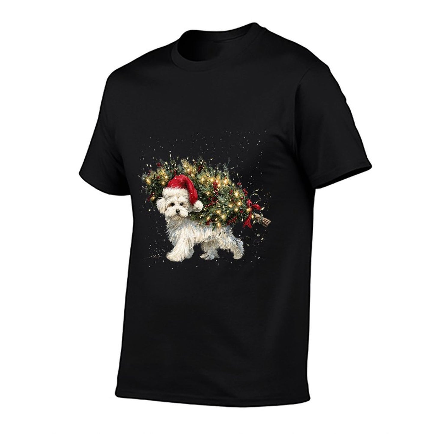 Cute Maltese Dog in A Christmas Tree for Men Women  Breathable T-Shirt