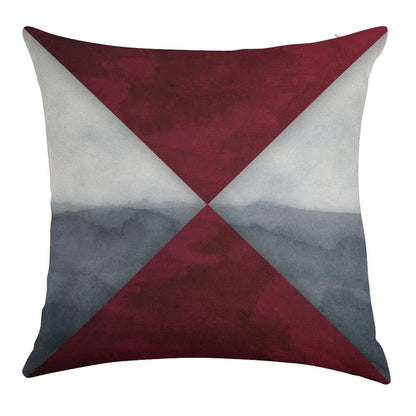 Maroon And Grey Linen Throw Pillow Cover