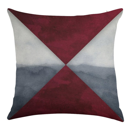 Maroon And Grey Linen Throw Pillow Cover