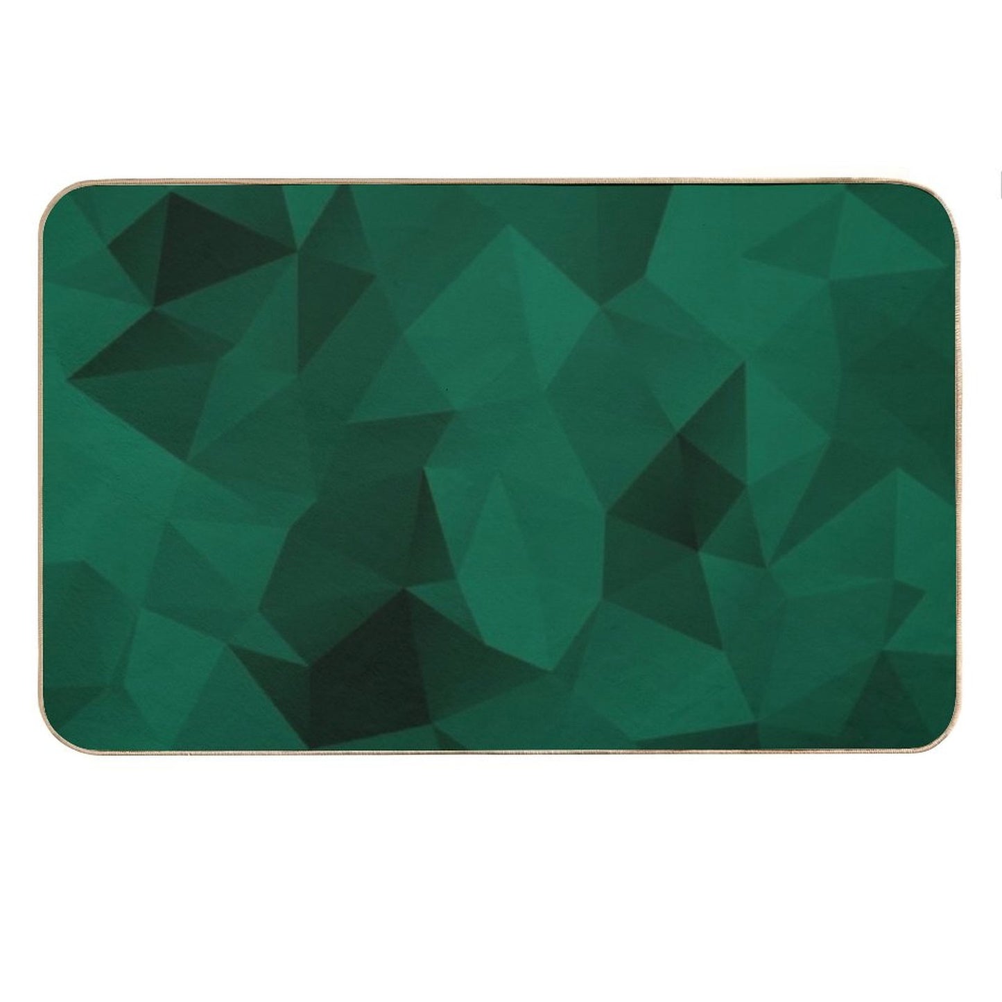 Polygonal Emerald Green Geometric Pattern Bath Mat