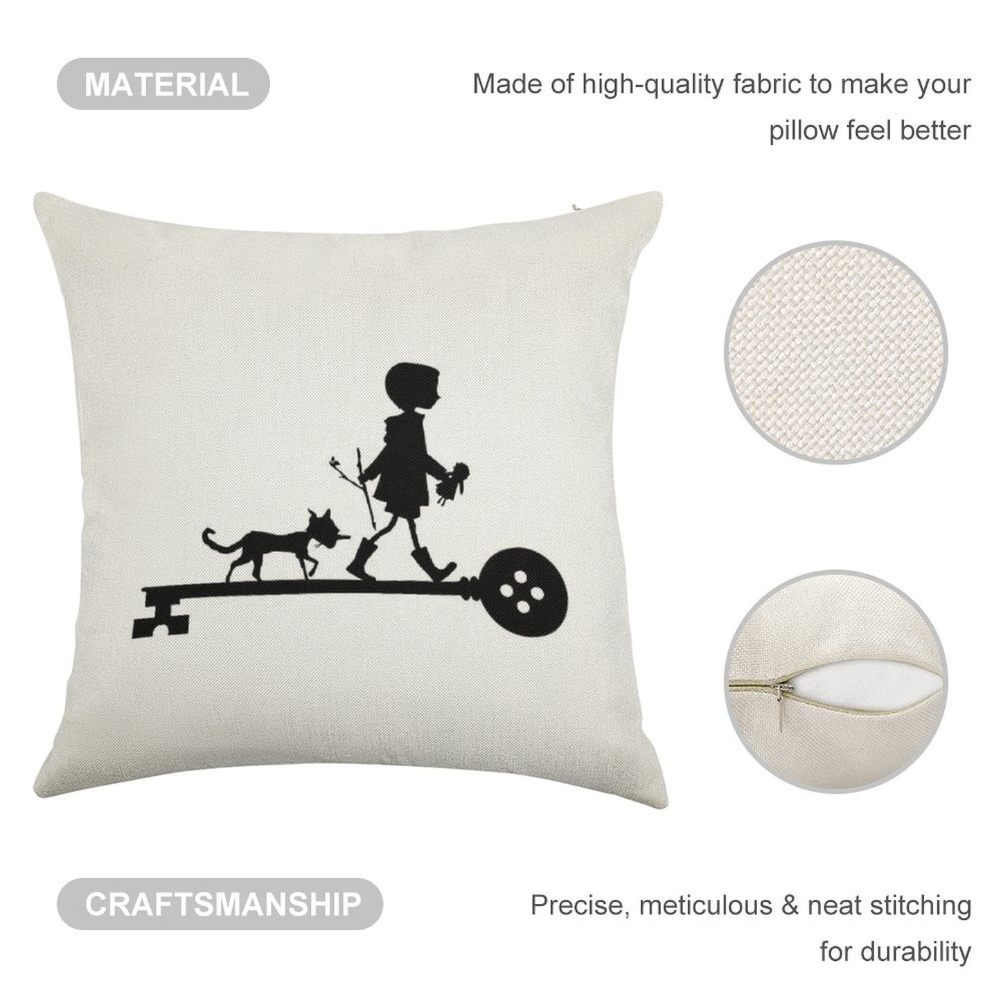 Coraline's Journey Linen Throw Pillow Cover