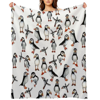 Puffins Pattern Throw Blanket