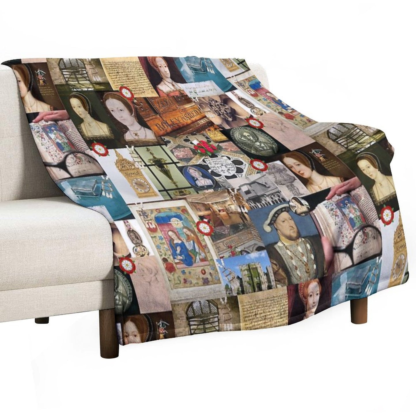 Anne Boleyn Collage Throw Blanket