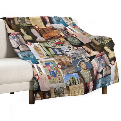 Anne Boleyn Collage Throw Blanket