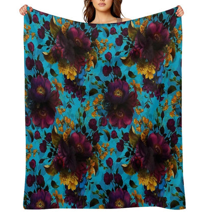 Moody Florals - Mystic Botanical Night Garden 13 Nightgarden Throw Blanket