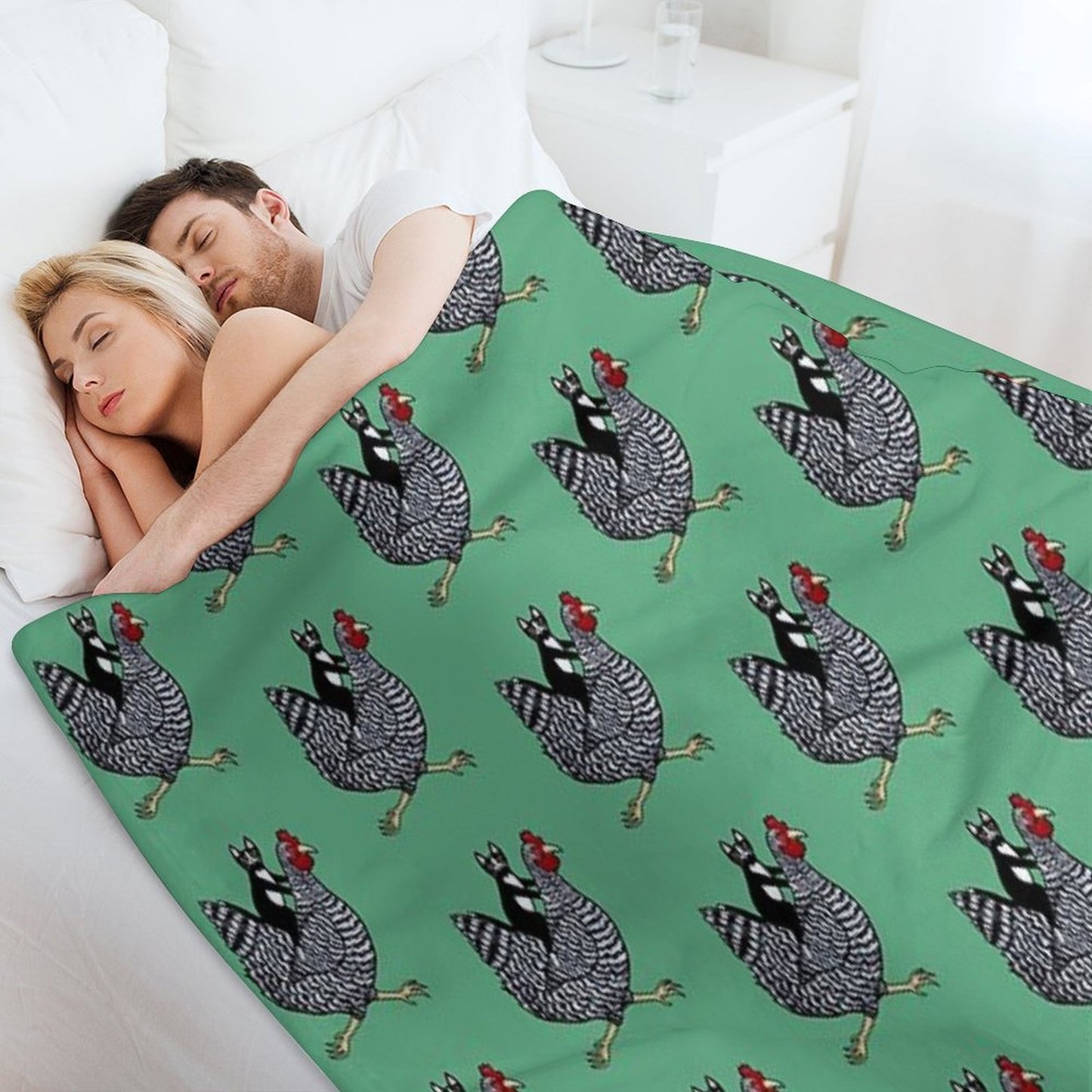 Cat Riding A Chicken Throw Blanket