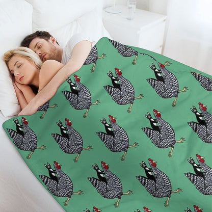 Cat Riding A Chicken Throw Blanket