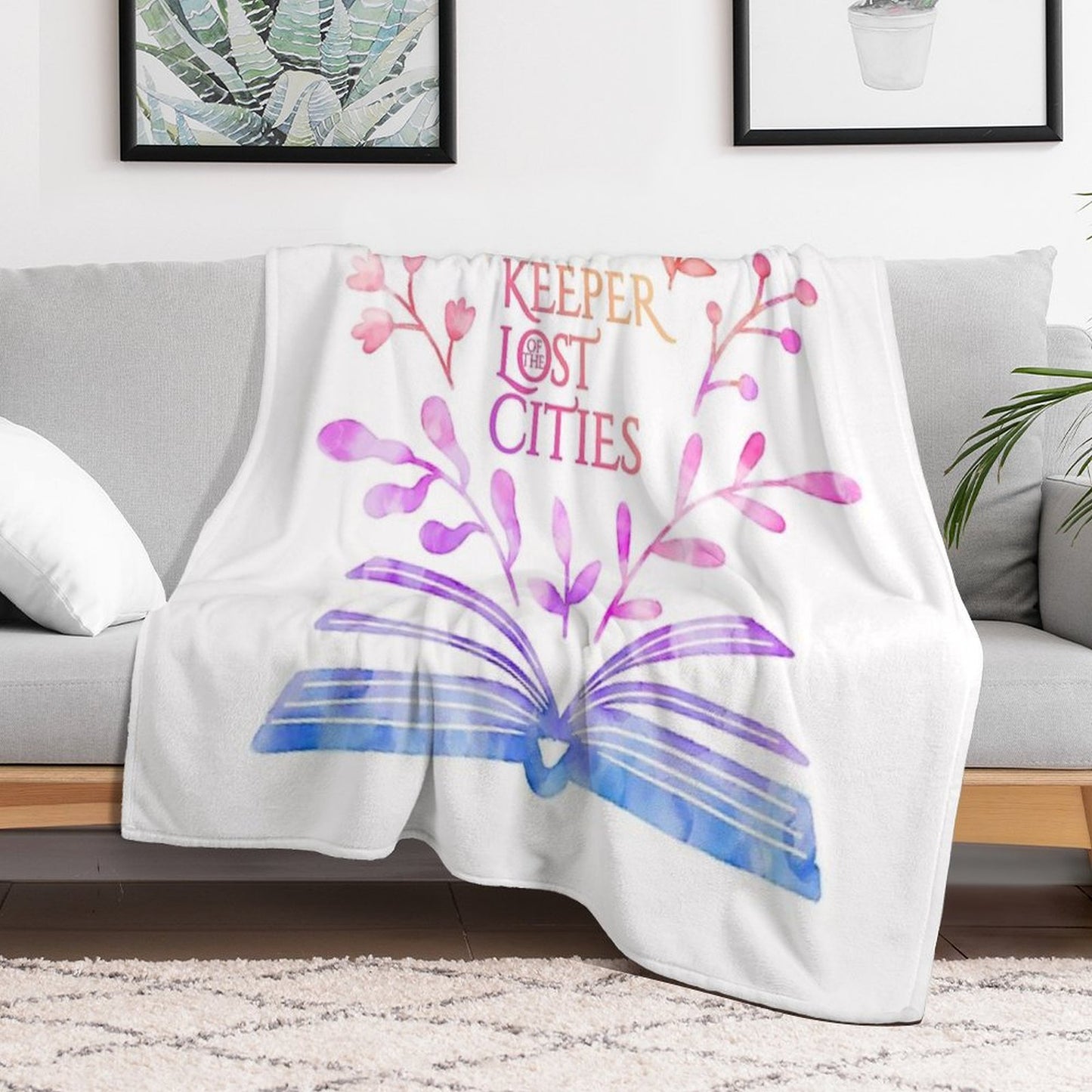 Keeper of The Lost Cities Watercolor Bookish Design Throw Blanket