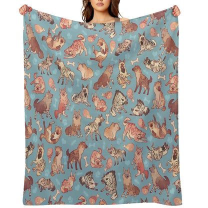 Hyenas in Cerulean Throw Blanket
