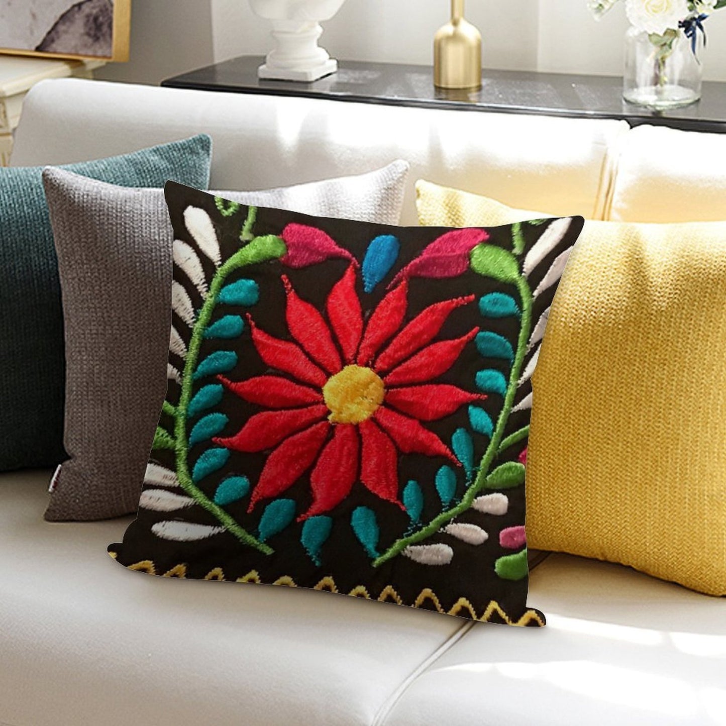 Spanish Flowers Soft Warmth Comfort Throw Pillow