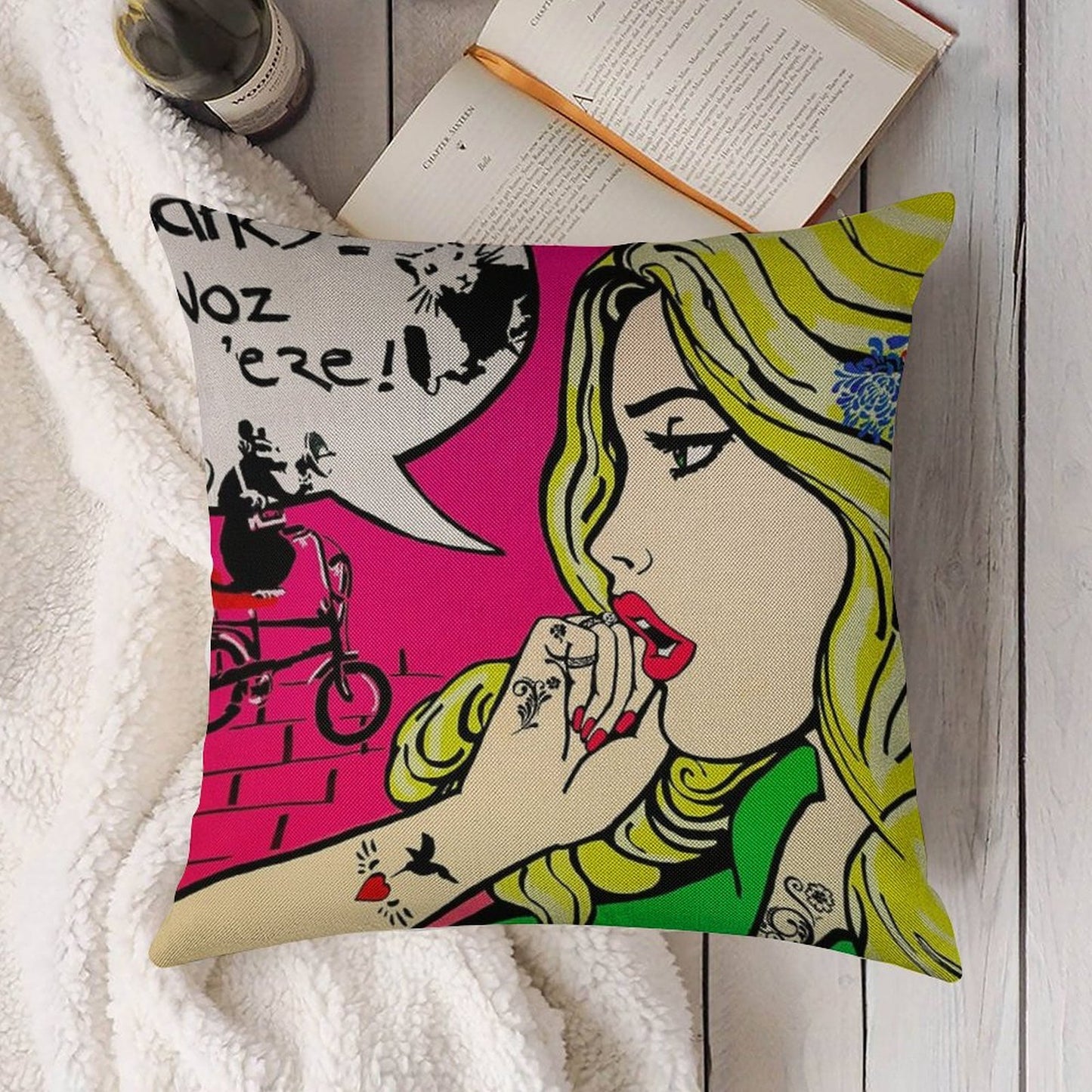 Banksy Goes Pop Art Linen Throw Pillow Cover