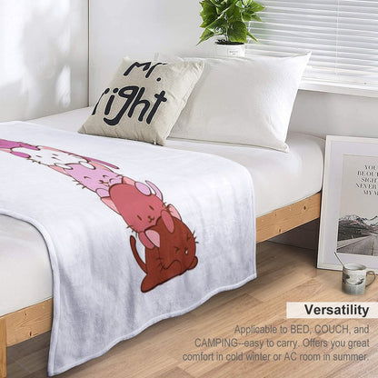 Lesbian Pride Flag Kawaii Cats Throw Blanket