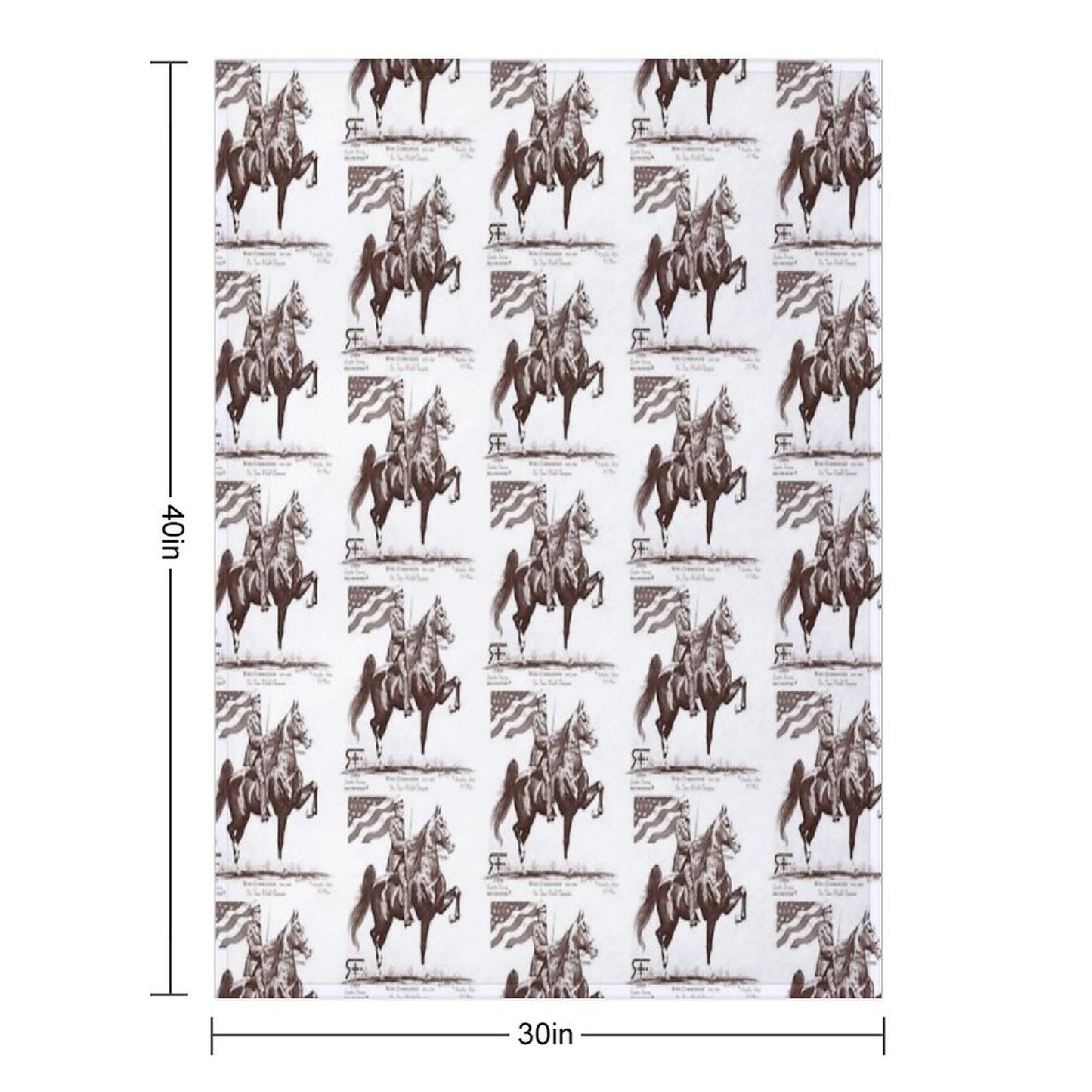 Red Frontier Wing Commander American Saddlebred Flag Drawing Throw Blanket