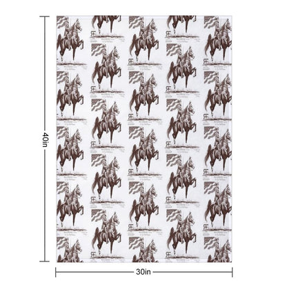 Red Frontier Wing Commander American Saddlebred Flag Drawing Throw Blanket