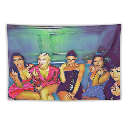 Kardashian Family Middle Finger Enhanced Image Tapestry