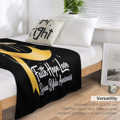 Faith Hope Love Spina Bifida Awareness Dragonfly Throw Blanket