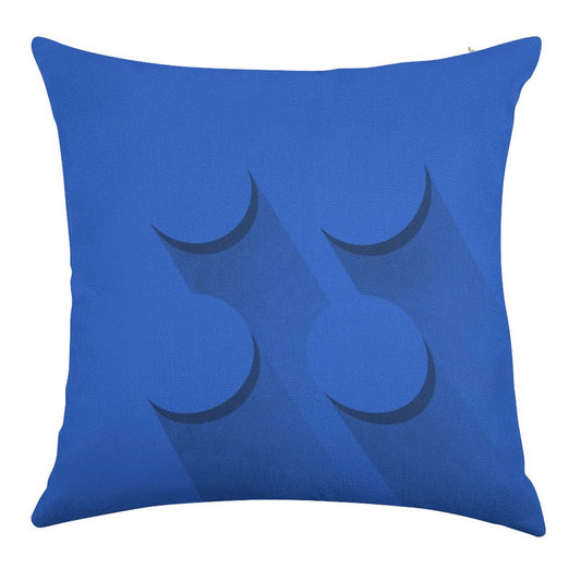 Blue Brick Linen Throw Pillow Cover