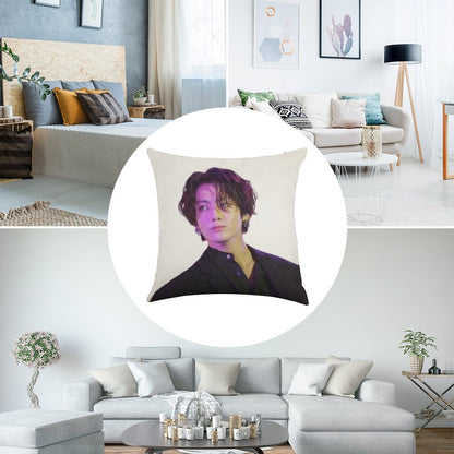 Long Hair JK Linen Throw Pillow Cover