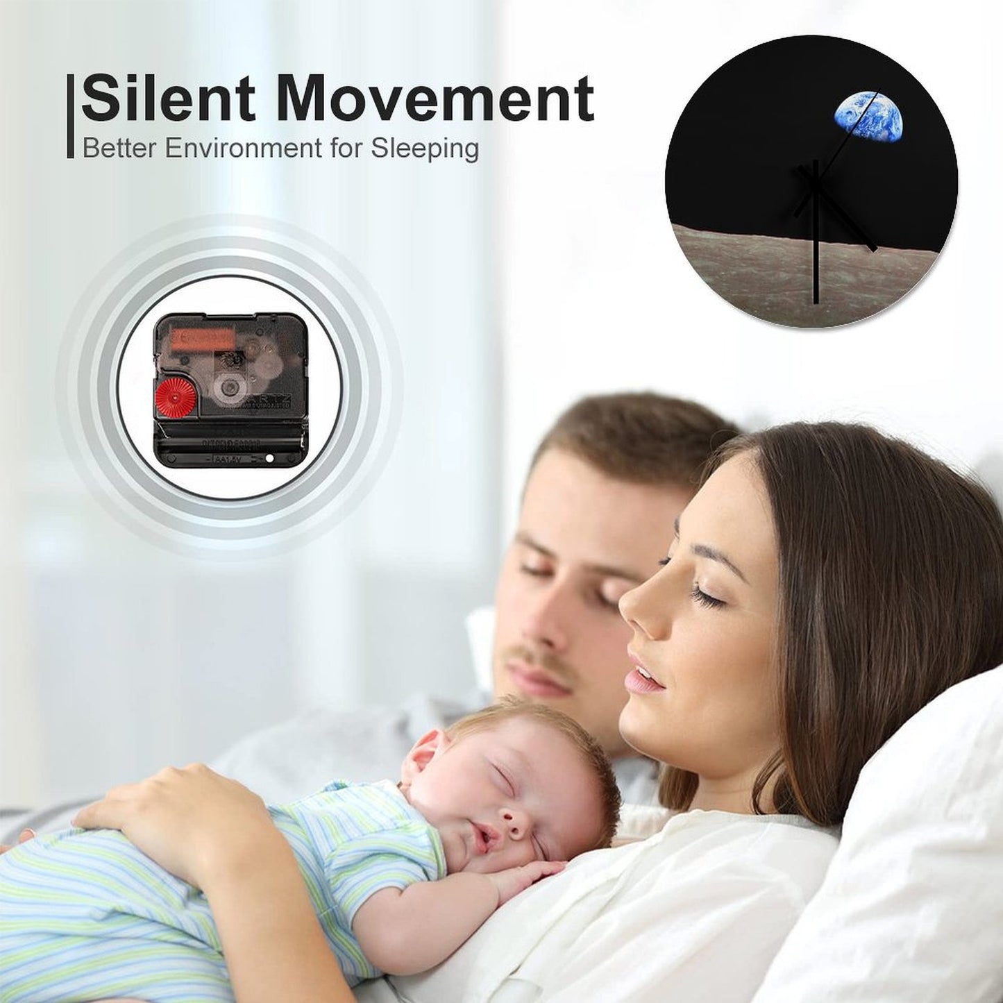 Earthrise Over The Lunar Surface. Wall Clock