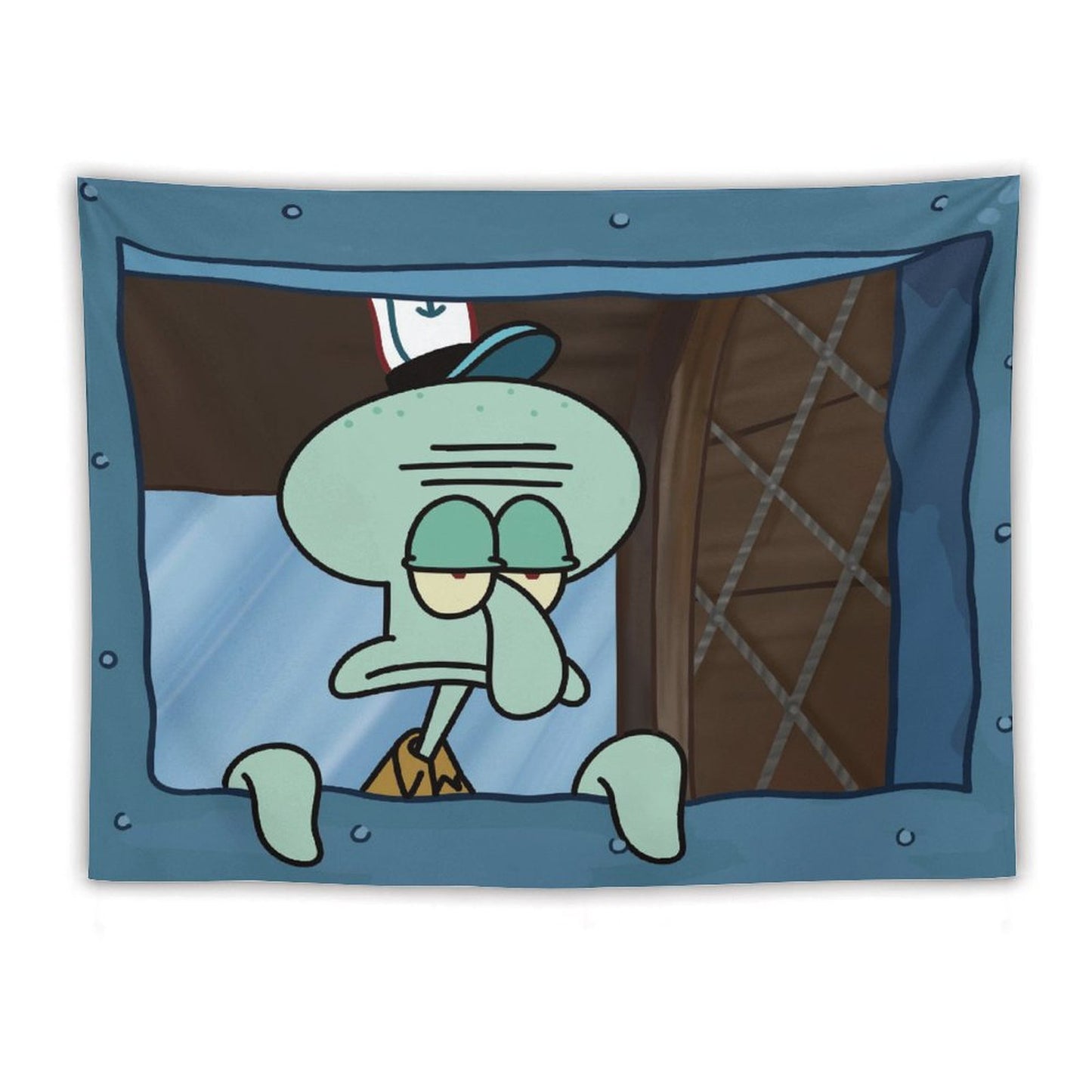 Funny Squidward Octopus Cartoon Tapestry