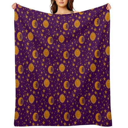 Bohemian 90's Sun And Moon Celestial Pattern Throw Blanket