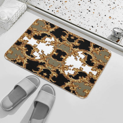Golden Ornamental Baroque Symmetrical Bath Mat
