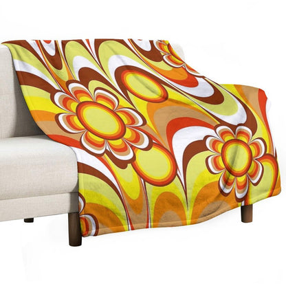 Groovy 60s Psychedelic Flower Throw Blanket