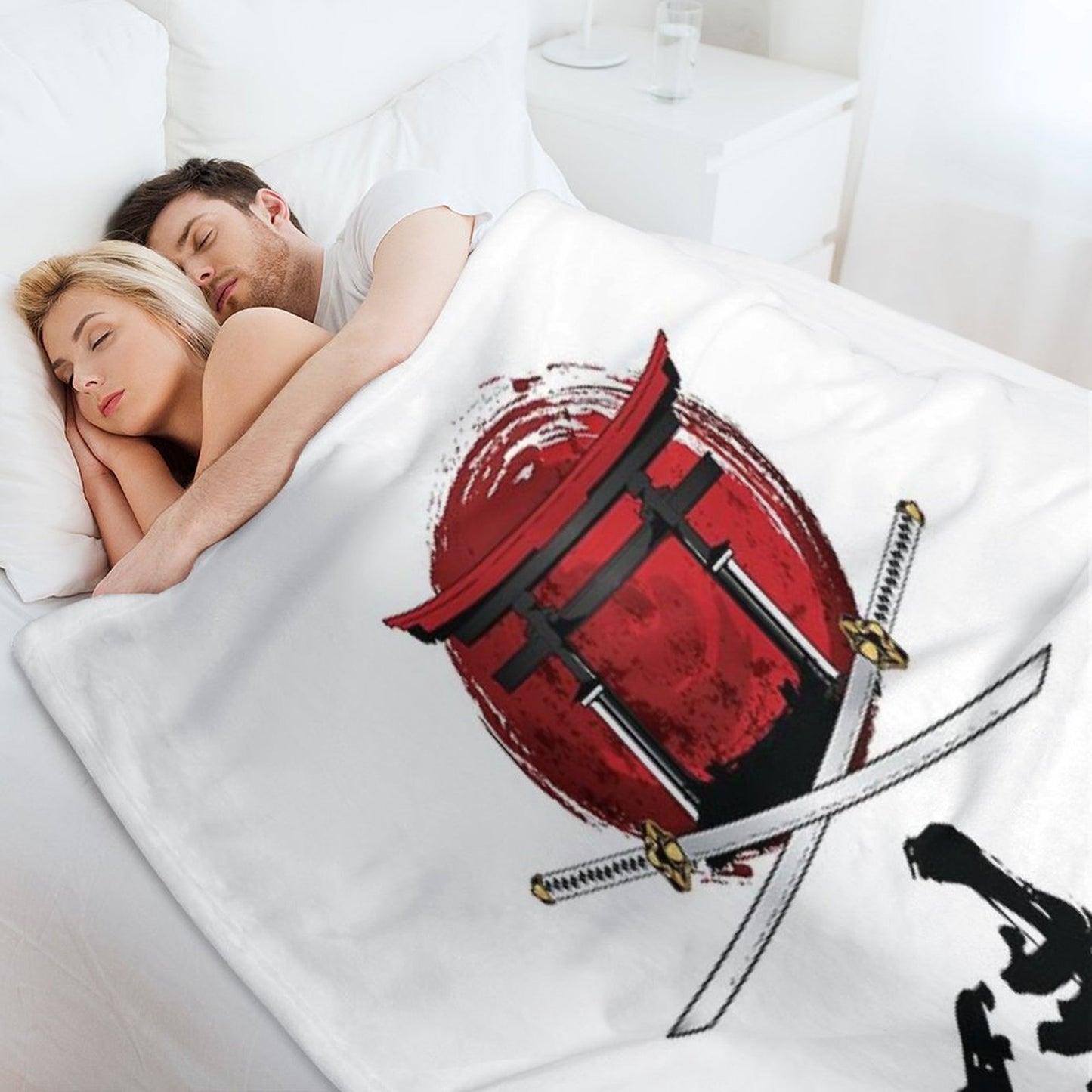 Samurai Katana Tori Gate Kanji Throw Blanket