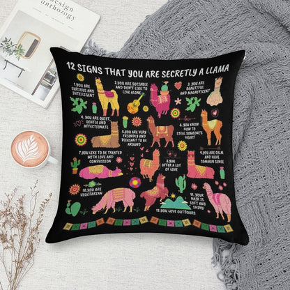 12 Signs That You Are Secretly A Llama Gifts For Llama Lovers Soft Shrink-Resistant Throw Pillow
