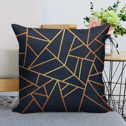 Copper And Midnight Navy Linen Throw Pillow Cover