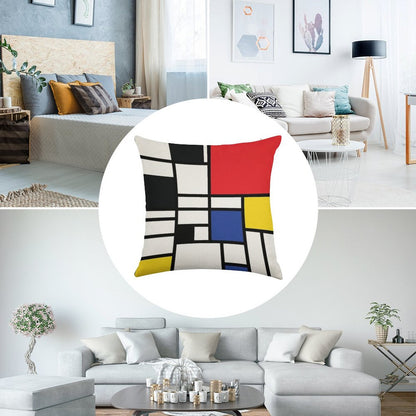 De Stijl #1 Linen Throw Pillow Cover