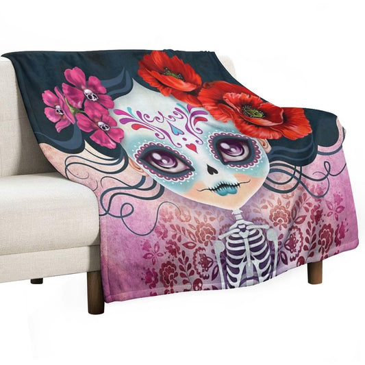 Amelia Calavera - Sugar Skull Throw Blanket