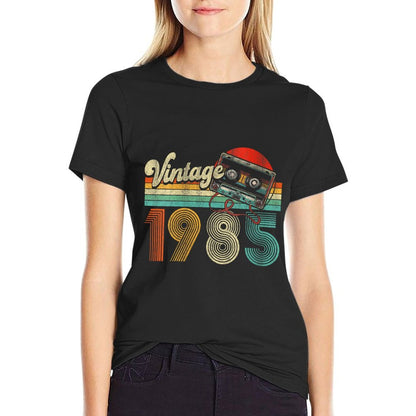 Womens 40 Years Old Gifts Vintage 1985 40th Birthday Cassette Tape  Eco-friendly Material T-Shirt