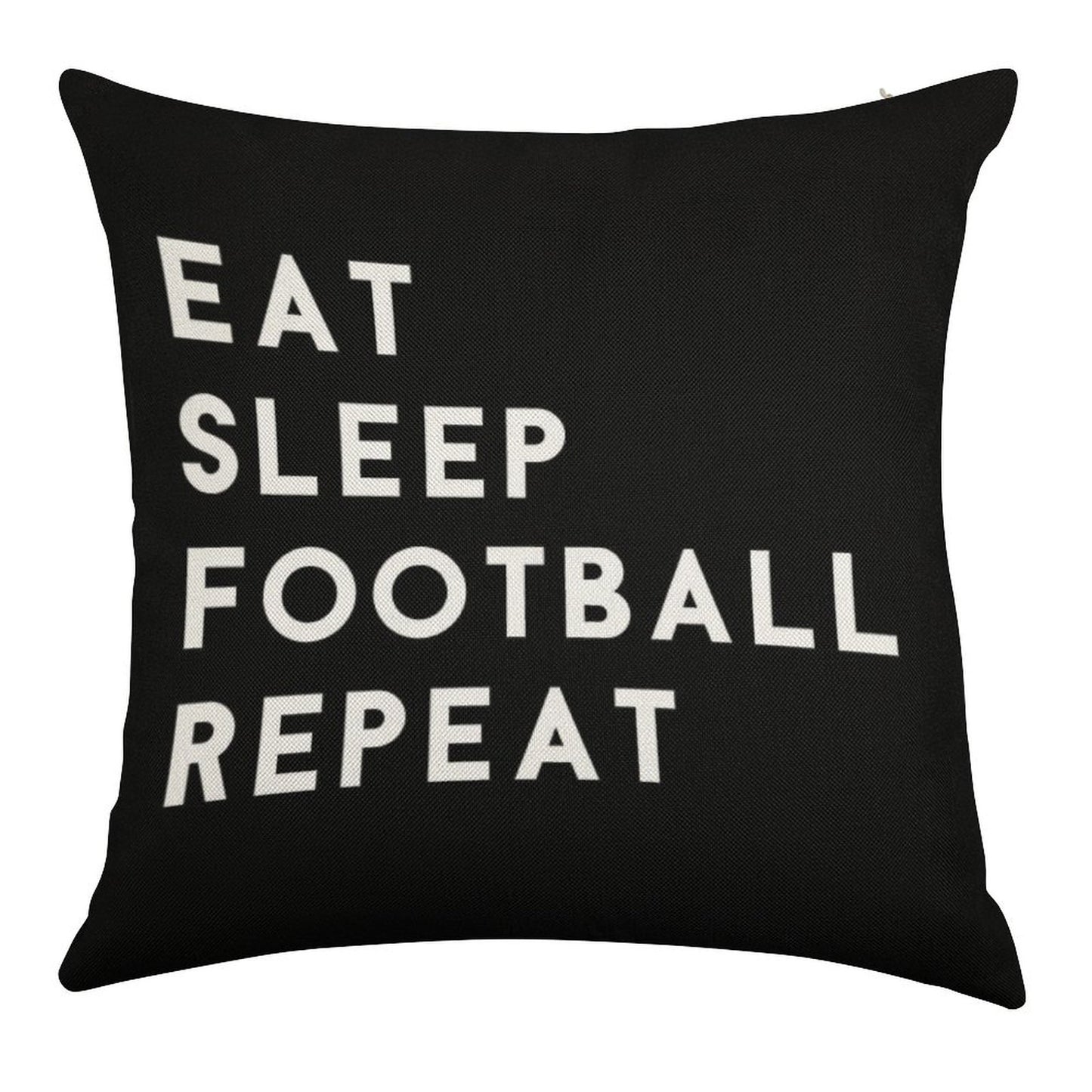 Eat Sleep Football Repeat Linen Throw Pillow Cover