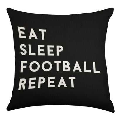 Eat Sleep Football Repeat Linen Throw Pillow Cover