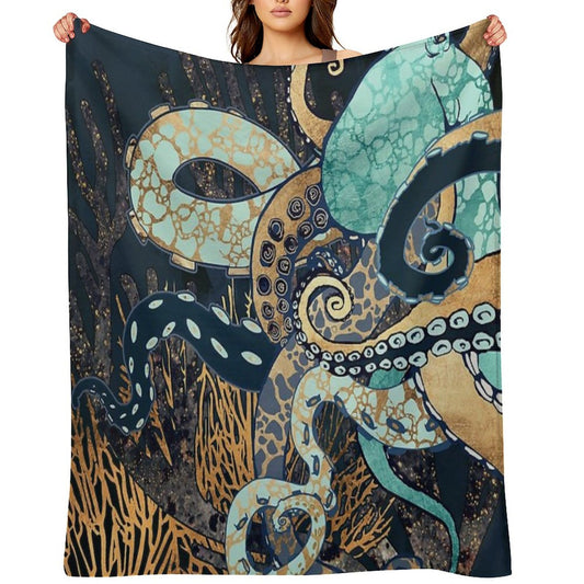 Metallic Octopus II Throw Blanket