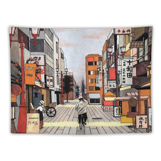 Early Morning Ride in Japan Tapestry