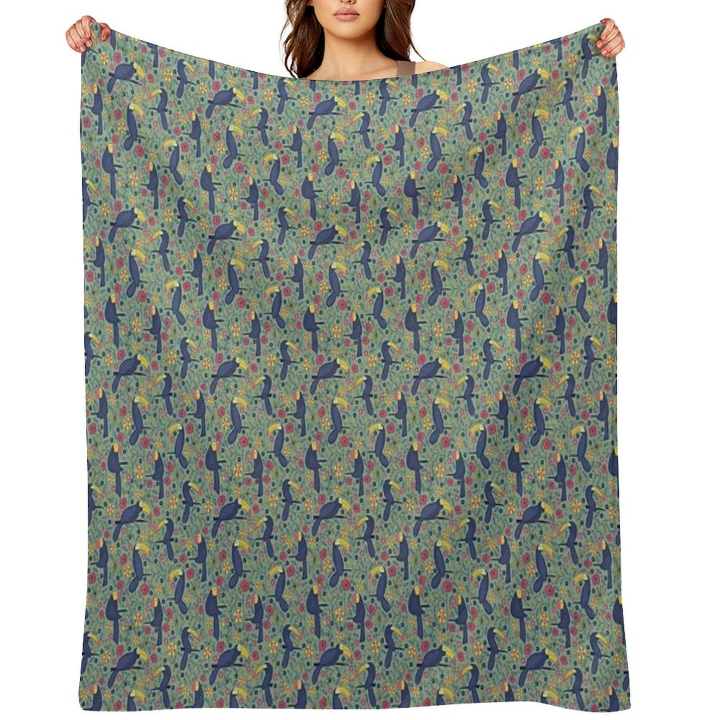Pattern 83 - Toucans And Parrots Tropical Dream Throw Blanket