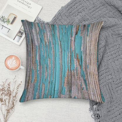 Shabby Rustic Weathered Wood Turquoise Soft Fade-Resistant Throw Pillow